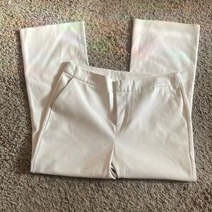 Faux leather women new dress pants with some flaws by zipper on right upper leg